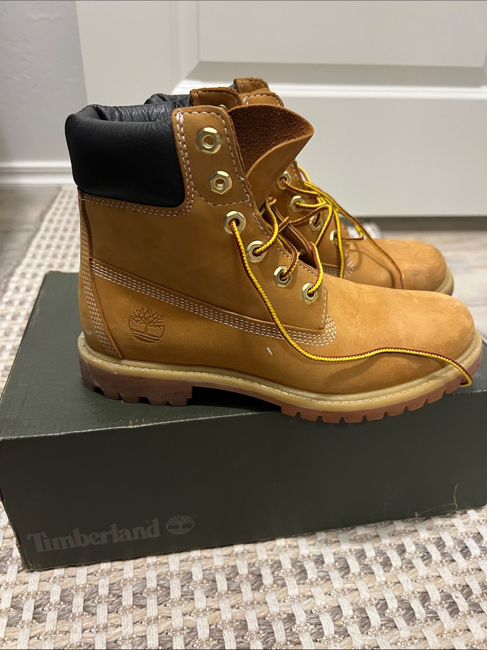 Timberland Wheat/Tan Work Boot with Black Collar